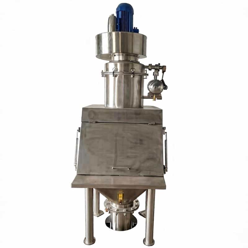 Small bag dust-free feeding station with pulse jet dust collector